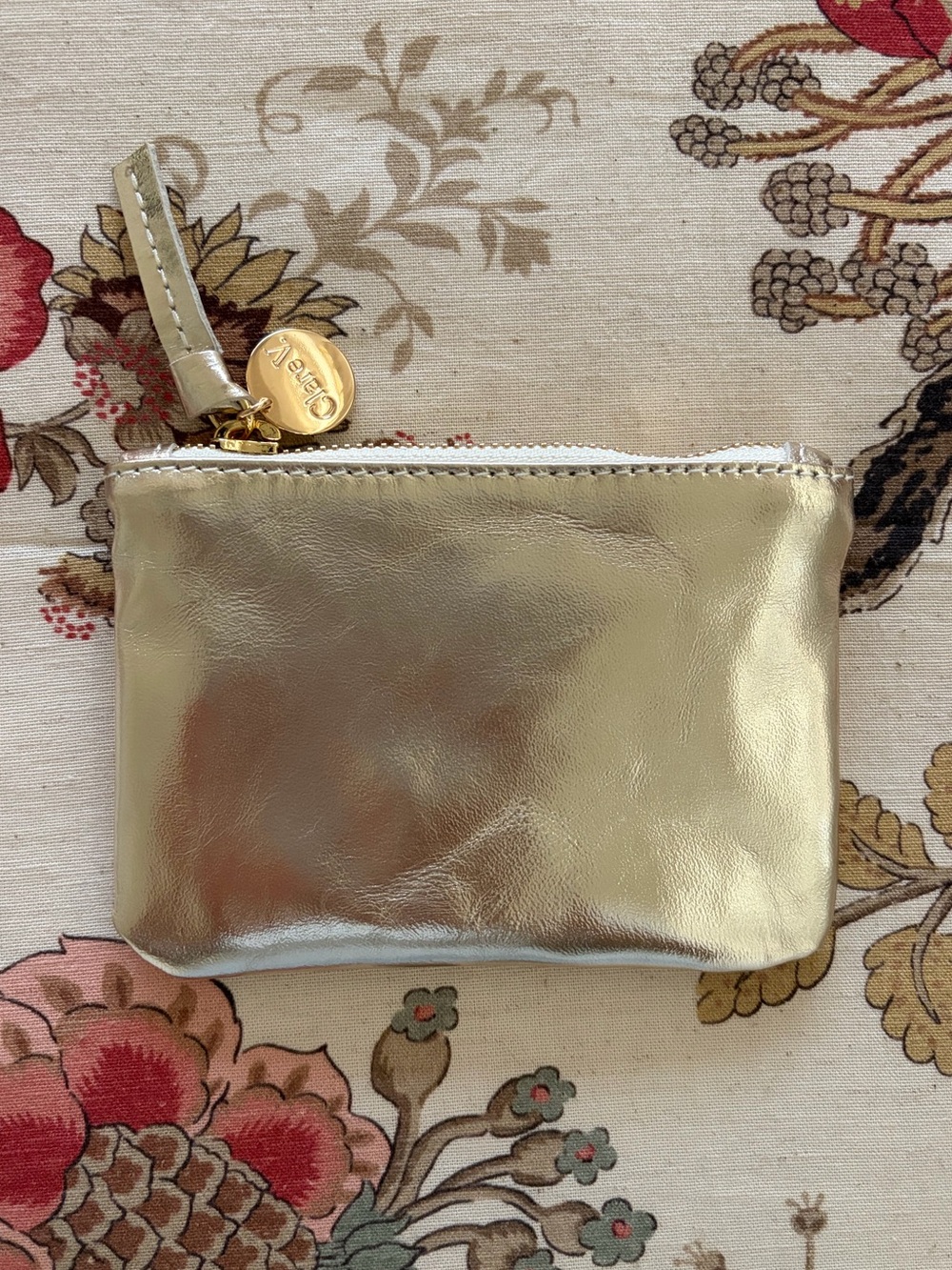Clare V Coin Clutch Gold Leather Zip Pouch